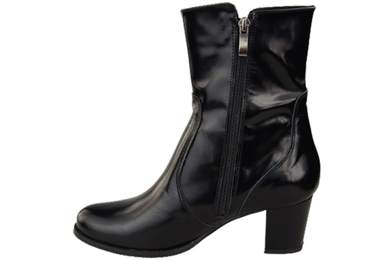 Obuwie Botki Damskie Czarne Błyszczące Ocieplane skóra naturalna 882 Z ElitaBut