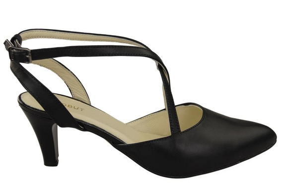 Obuwie Damskie Sandały Czarne Skóra Naturalna 129 ElitaBut