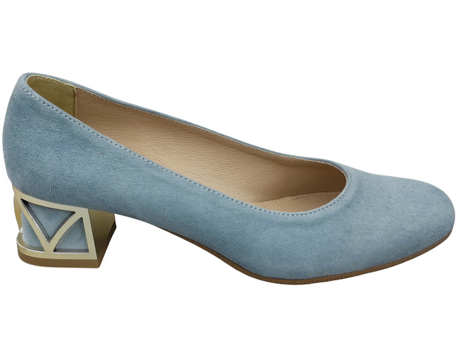 Comfortable Women's Shoes Pumps with Decorative Heel Natural Suede Leather 219 From ElitaBut