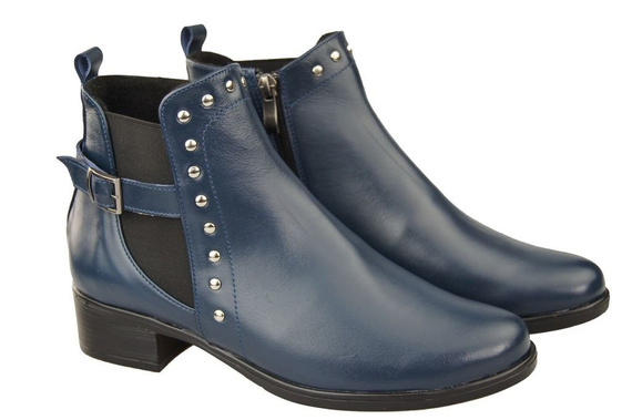 Obuwie Botki Damskie Skóra Naturalna Granat 136 ElitaBut