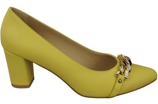 Classic Women's  Pumps Shoes made of Natural Leather with a Gold Decorative Chain 200 ElitaBut
