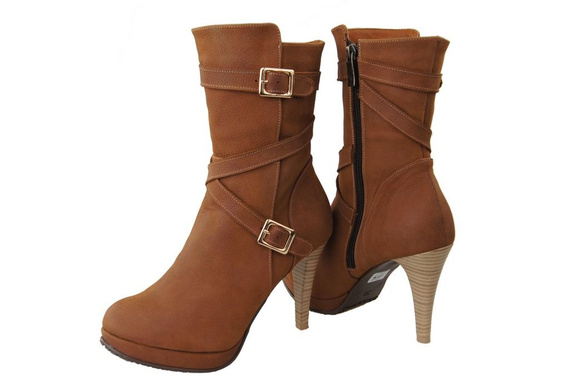 Obuwie Zima Botki Damskie skóra naturalna 981 Z