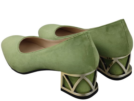 Comfortable Women's Shoes Pumps with Decorative Heel Natural Suede Leather 219 From ElitaBut