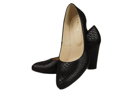 Obuwie Damskie Czółenka skóra naturalna motyw łuski Granatowe 926 ElitaBut