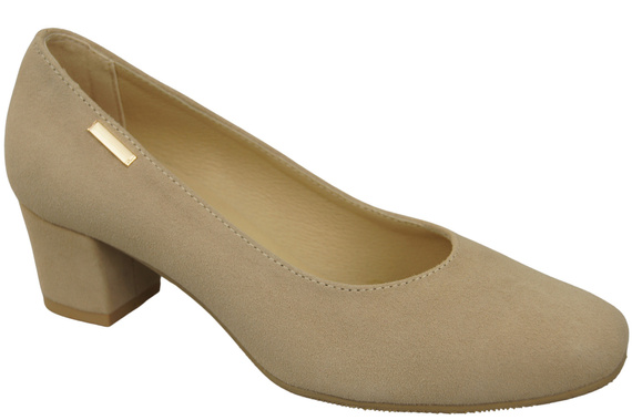 Wygodne Obuwie Damskie Czółenka Beżowe Skóra naturalna Zamszowej 172 Z  ElitaBut