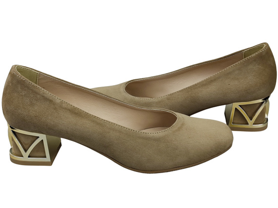 Comfortable Women's Shoes Pumps with Decorative Heel Natural Suede Leather 219 From ElitaBut