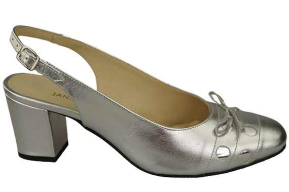 Obuwie Damskie Sandały Srebrne Skóra Naturalna 167 ElitaBut