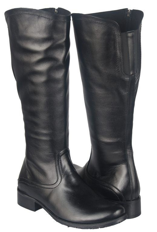 Obuwie Kozaki Damskie Oficerki skóra naturalna Czarne 689 ElitaBut