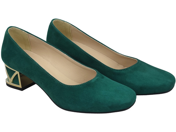 Comfortable Women's Shoes Pumps with Decorative Heel Natural Suede Leather 219 From ElitaBut
