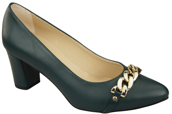Classic Women's  Pumps Shoes made of Natural Leather with a Gold Decorative Chain 200 ElitaBut