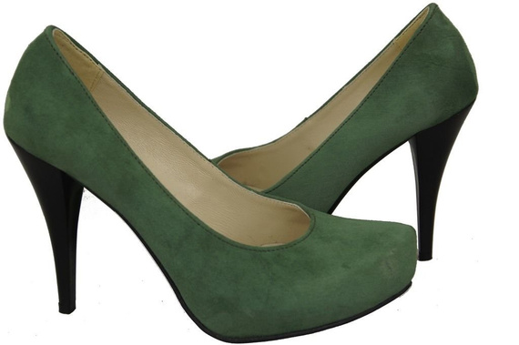 Obuwie Damskie Czółenka Butelkowy Skóra naturalna Zamszowa 644 ElitaBut