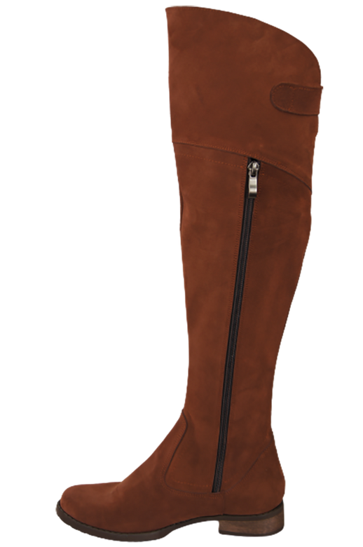 Obuwie Kozaki Damskie Kasztanowe Oficerki Muszkieterki Wysokie za kolano skóra naturalna Welurowa 154 ElitaBut