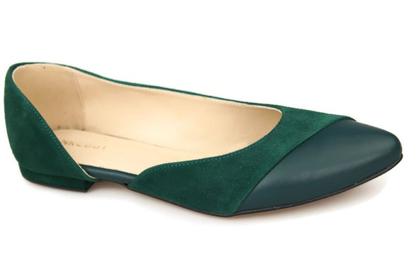 Obuwie Damskie Baleriny Malachitowe skóra naturalna Zamszowa 146 ElitaBut