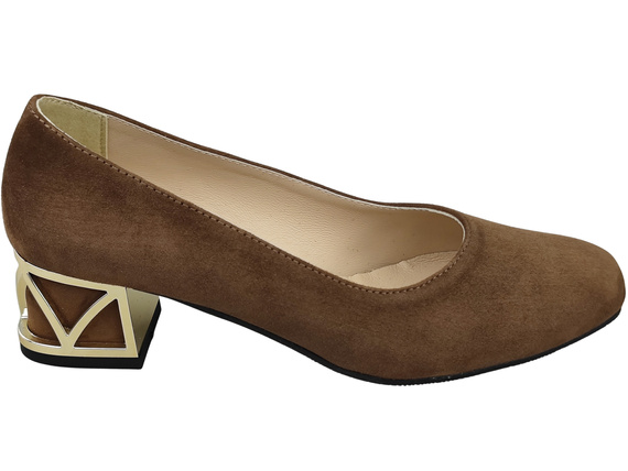 Comfortable Women's Shoes Pumps with Decorative Heel Natural Suede Leather 219 From ElitaBut