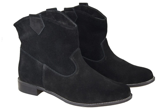 Obuwie Botki Damskie Czarne Wiosna / Jesień skóra naturalna welurowa 132 L ElitaBut