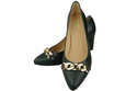 Classic Women's Pumps Shoes made of Natural Leather with a Gold Decorative Chain 200 ElitaBut