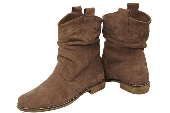 Obuwie Botki Damskie Orzech Saszki Wiosna / Jesień skóra naturalna welurowa 117 L ElitaBut