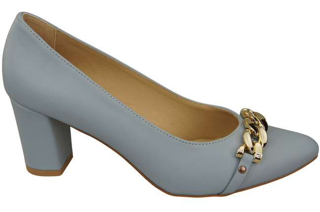 Classic Women's  Pumps Shoes made of Natural Leather with a Gold Decorative Chain 200 ElitaBut