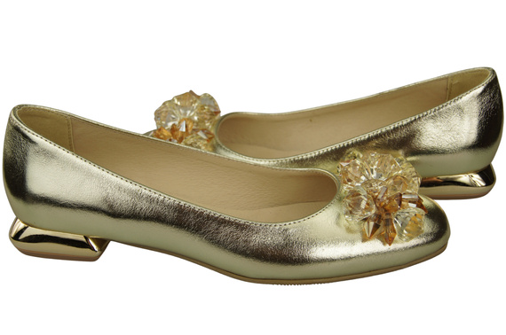 Women's Pumps with Crystals Flat Natural Leather 216 ElitaBut