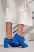 Obuwie Damskie Półbuty Lazurowe  Skóra naturalna welurowa 183 ElitaBut