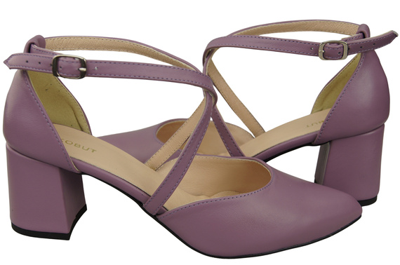 Elegant Leather Sandals with Open Sides on a Stable Heel 218 ElitaBut