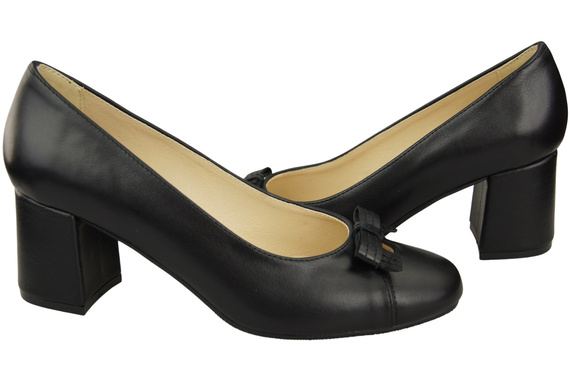 Women's Pumps with a Bow, Natural Leather and Low Heel 203 ElitaBut