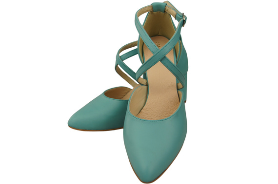 Elegant Leather Sandals with Open Sides on a Stable Heel 218 ElitaBut