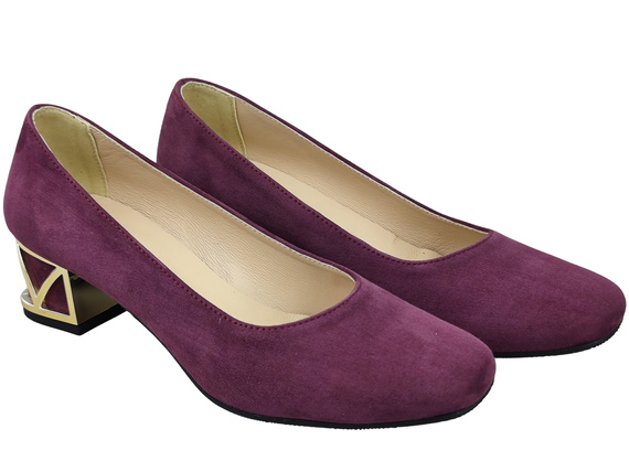 Comfortable Women's Shoes Pumps with Decorative Heel Natural Suede Leather 219 From ElitaBut