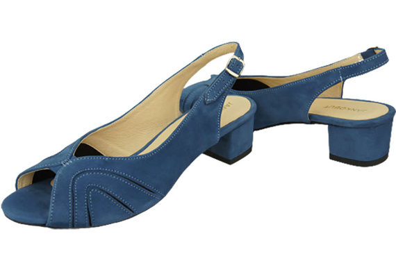 Obuwie Damskie Sandały skóra naturalna zamszowa Niebieskie 991 ElitaBut