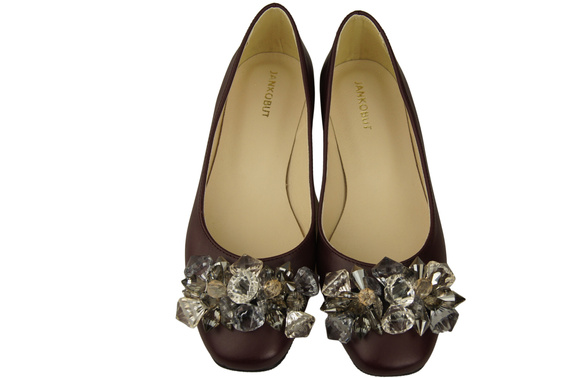 Women's Pumps with Crystals Flat Natural Leather 216 ElitaBut