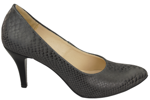 Obuwie Damskie Czółenka Popielate Motyw Węża Skóra naturalna 150 ElitaBut