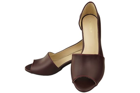 Obuwie Damskie Sandały Bordowe Skóra Naturalna 147 ElitaBut