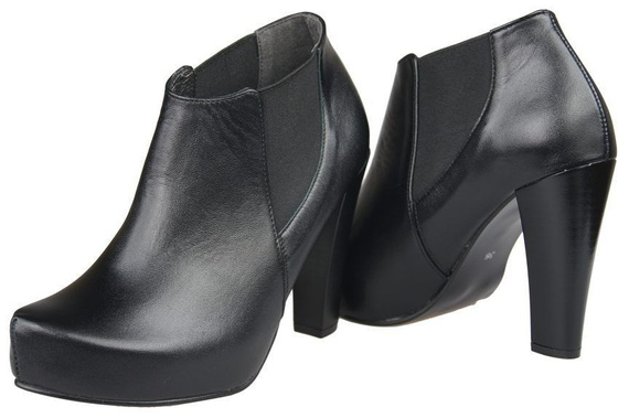 BOTKI NA PODSÓWCE WIOSNA / JESIEŃ skóra naturalna Czarne 874 L ElitaBut