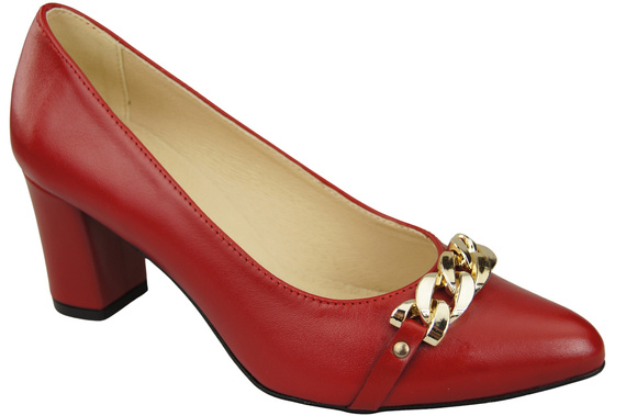 Classic Women's  Pumps Shoes made of Natural Leather with a Gold Decorative Chain 200 ElitaBut