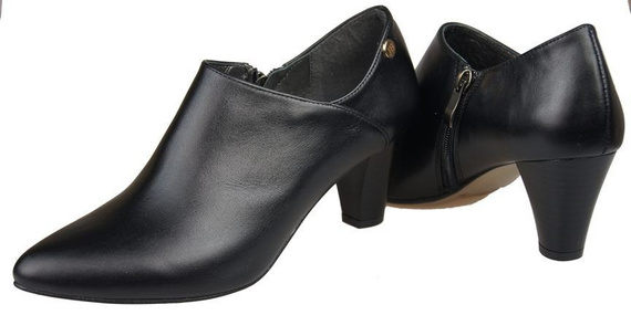 Obuwie Botki Damskie skóra naturalna Czarne 864 ElitaBut