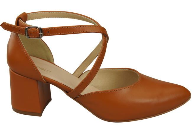 Elegant Leather Sandals with Open Sides on a Stable Heel 218 ElitaBut