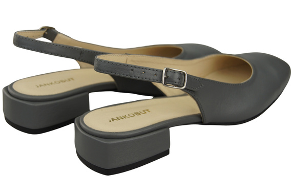 Obuwie Damskie Sandały Popielate Płaski Obcas Skóra naturalna 206 ElitaBut