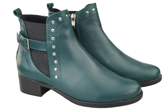 Obuwie Botki Damskie Wiosna/Jesień Skóra Naturalna Malachitowy 136 L ElitaBut