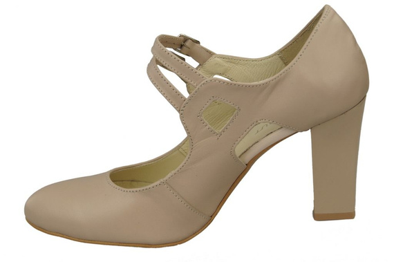 Obuwie Damskie Czółenka Cappuccino Lico Skóra Naturalna 105 ElitaBut