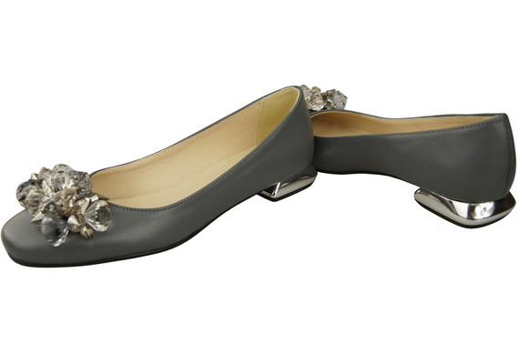 Women's Pumps with Crystals Flat Natural Leather 216 ElitaBut