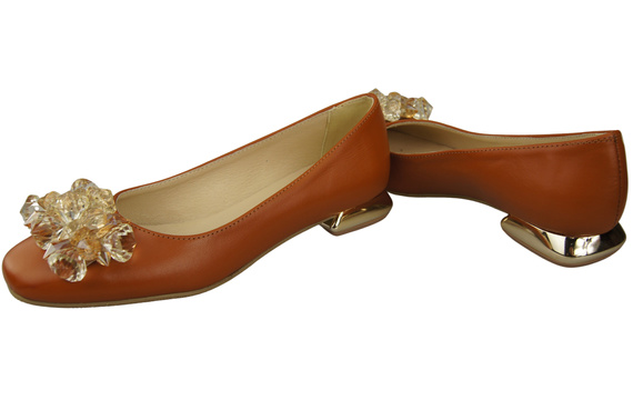 Women's Pumps with Crystals Flat Natural Leather 216 ElitaBut