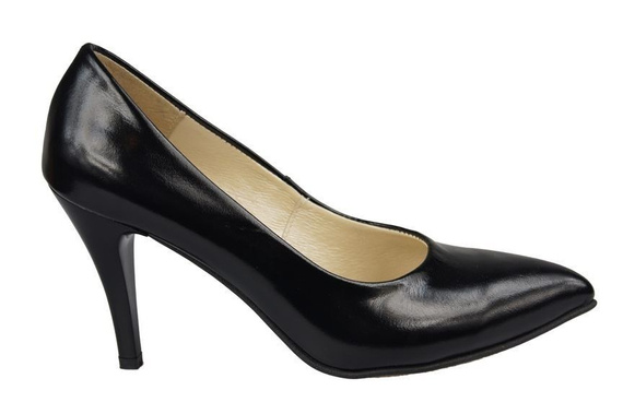 Obuwie Damskie Czółenka skóra naturana Czarne Lakierowane 816 ElitaBut