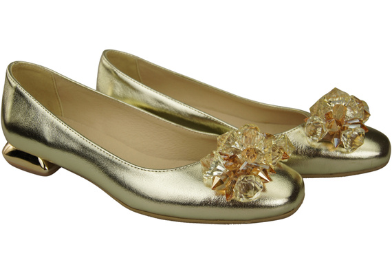 Women's Pumps with Crystals Flat Natural Leather 216 ElitaBut