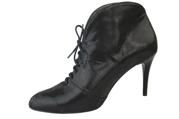 Obuwie Botki Damskie Wiosna / Jesień skóra naturalna Czarne Wytłaczane 955 ElitaBut