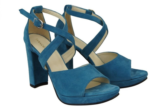 Obuwie Damskie Sandały Błekitne skóra naturalna Zamszowa 114 ElitaBut