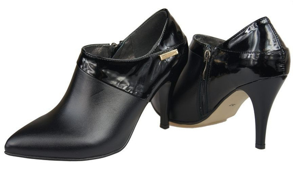 Obuwie Półbuty Damskie skóra naturalna Czarne 865 ElitaBut