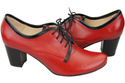 Obuwie Półbuty Damskie Sznurowane skóra naturalna Czerwone  758 ElitaBut