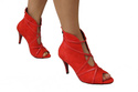 Obuwie Botki Damskie Peep Toe Skóra Naturalna Zamszowa  Czerwone 107 ElitaBut