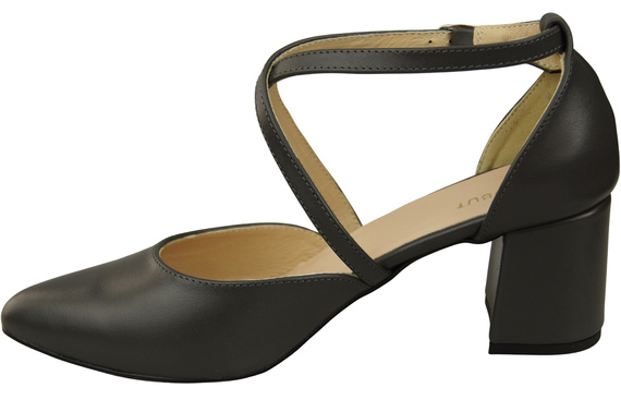 Elegant Leather Sandals with Open Sides on a Stable Heel 218 ElitaBut