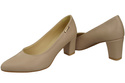 Klasyczne Gładkie  Buty Czółenka Damskie Cappuccino Jasne z Naturalnej Skóry 213 ElitaBut